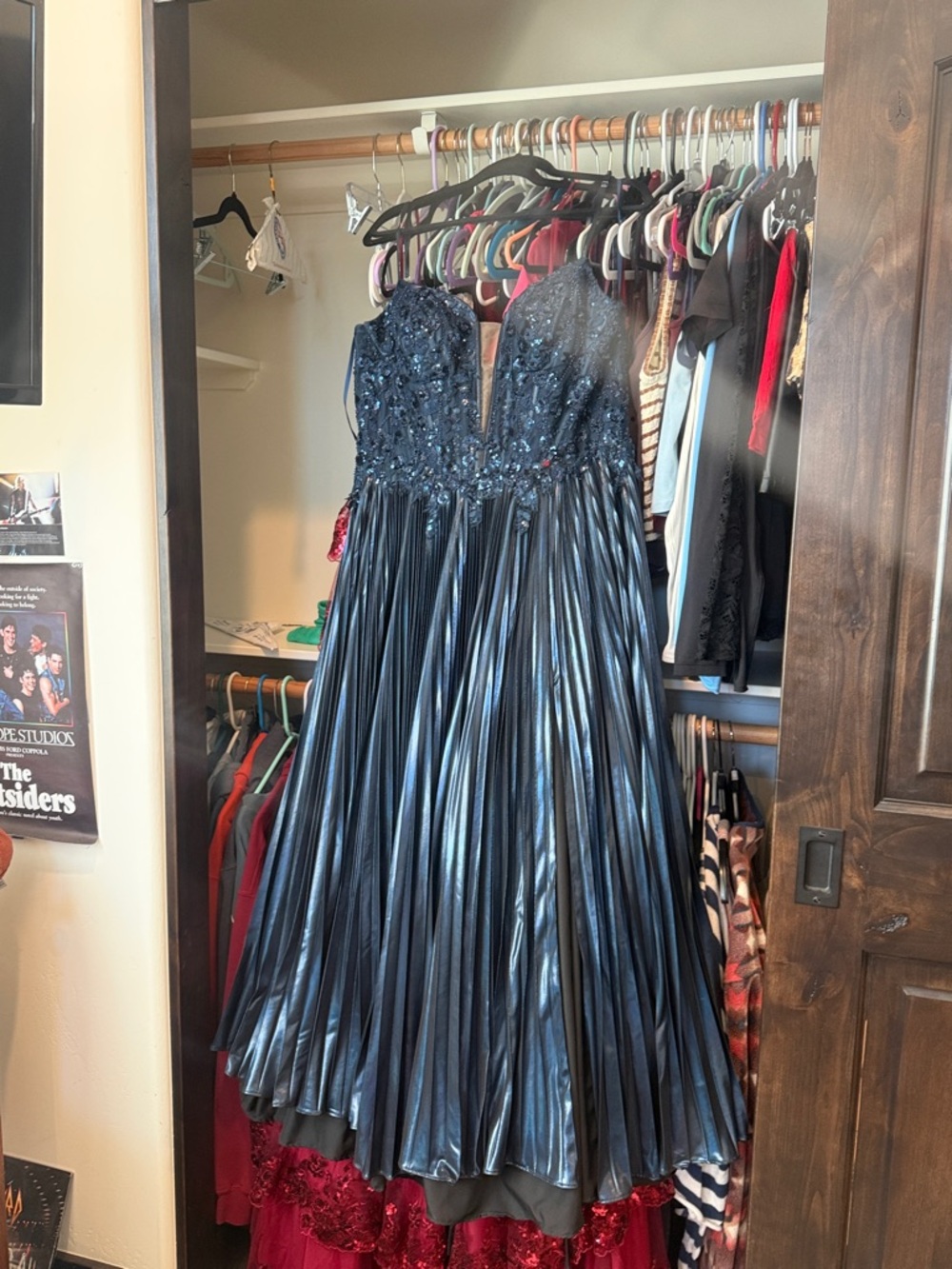 Navy Blue Prom Dress with sequins